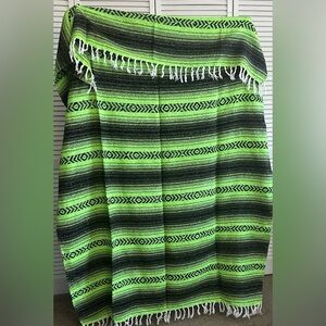Mexican Sarape Blanket Striped Green and Black colors, Full size